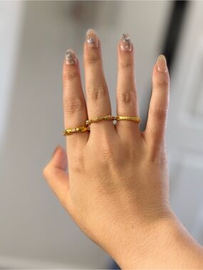 Delicate Gold Stackable Rings - 3 Piece Set